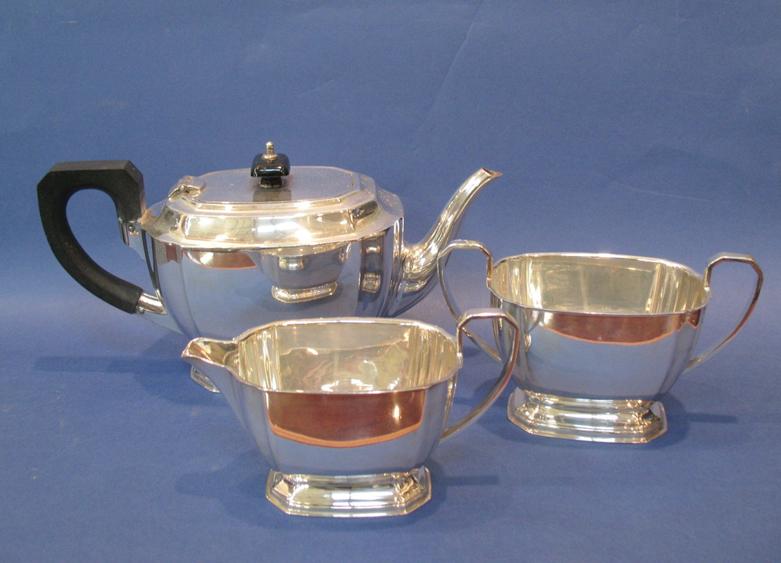 Appraisal: AN ART DECO THREE PIECE TEA SET of shaped rectangular