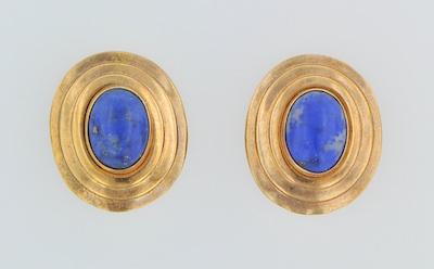 Appraisal: A Pair of k Gold and Lapis Earrings k yellow