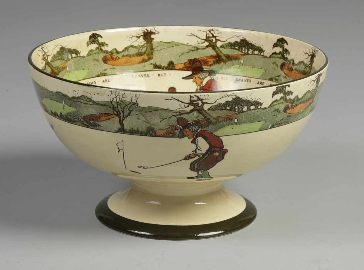 Appraisal: Early Doulton Punch Bowl Golfing figures Some crazing Ht ''