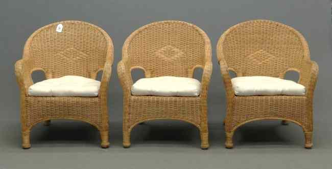 Appraisal: Lot three contemporary wicker chairs