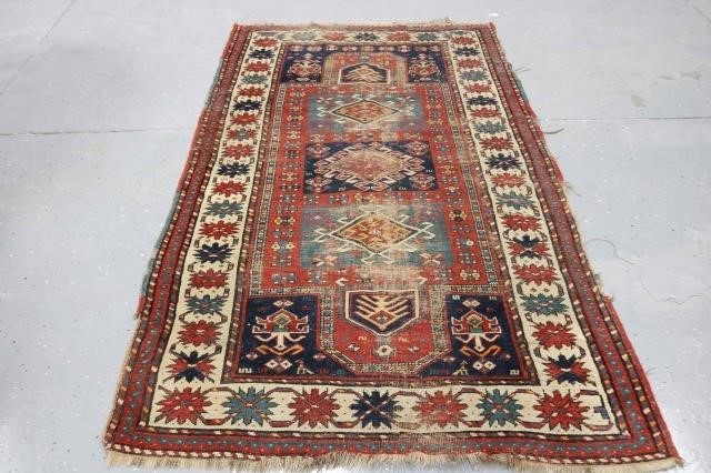 Appraisal: LATE TH EARLY TH CENTURY CAUCASIAN RUG POSSIBLY KAZAK WOOL