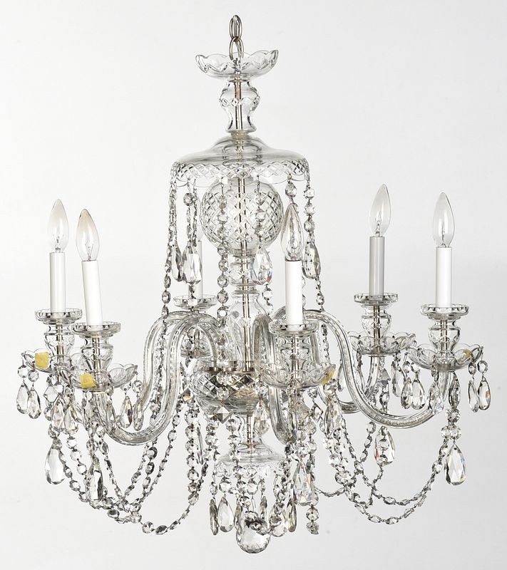 Appraisal: George III Style Six Light Crystal Chandelier Czechoslovakia late th