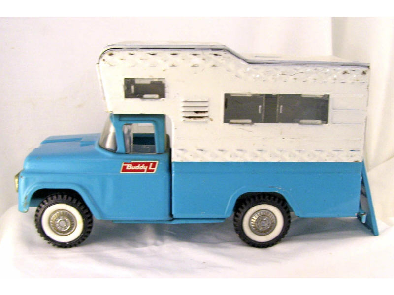 Appraisal: Buddy L Camper Truck Pressed steel construction Turquoise blue and