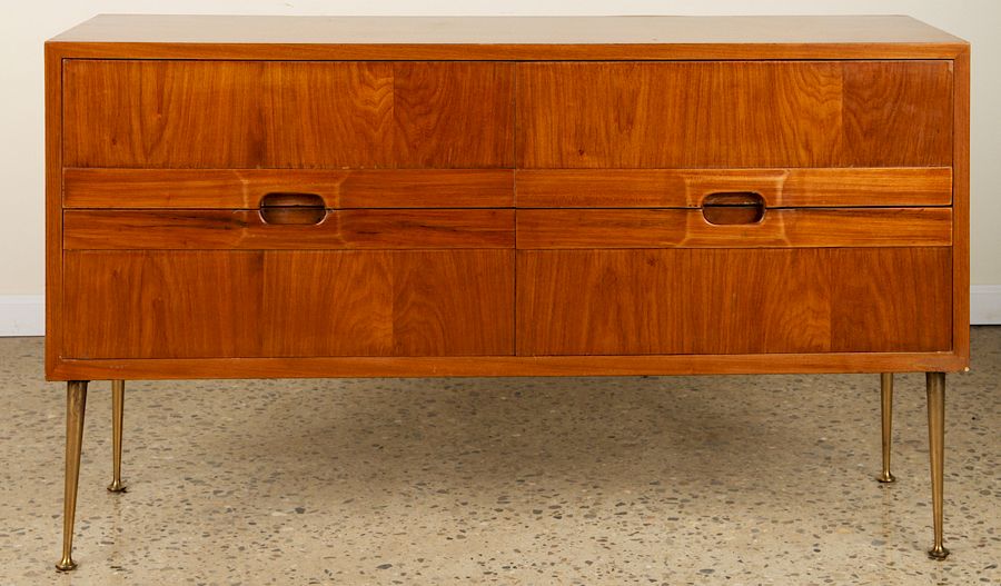 Appraisal: ITALIAN DRAWER DRESSER BRONZE TAPERED LEGS An Italian four drawer