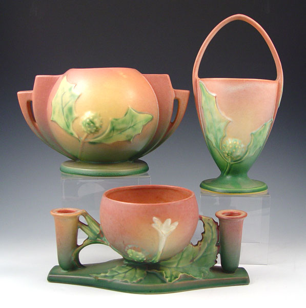 Appraisal: PIECE THORNAPPLE ROSEVILLE POTTERY LOT All in pink - ''