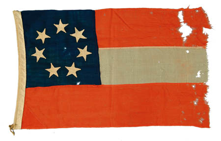 Appraisal: RARE CONFEDERATE FIRST NATIONAL NAVAL FLAG x Wool bunting flag