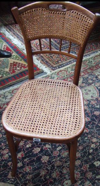 Appraisal: A set of four beech bentwood dining chairs with cane