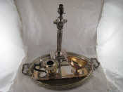 Appraisal: Silver plate being a boat shaped bowl on stand a