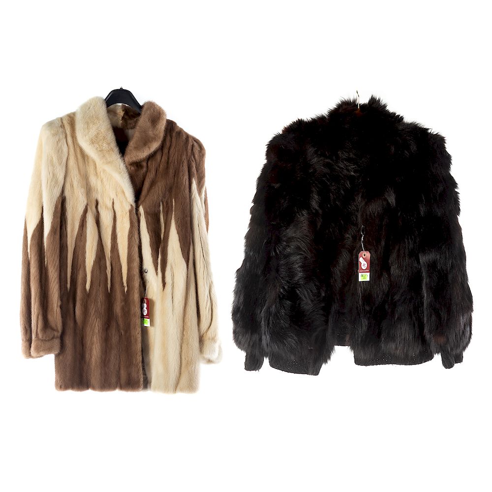 Appraisal: Two Ladies Fur Jackets Two toned tan and blonde mink