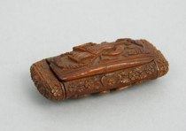 Appraisal: Carved Coquille Nut Snuff Box French circa - Carved snuff