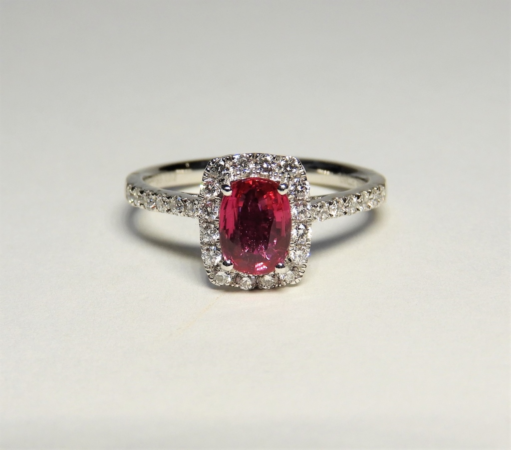 Appraisal: RARE UNHEATED RUBY DIAMOND PLATINUM LADY'S RING United States Contemporary