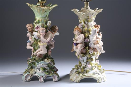 Appraisal: NEAR PAIR CONTINENTAL PORCELAIN FIGURAL GROUPS late th century Modelled