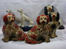 Appraisal: Three pairs of Staffordshire style dogs