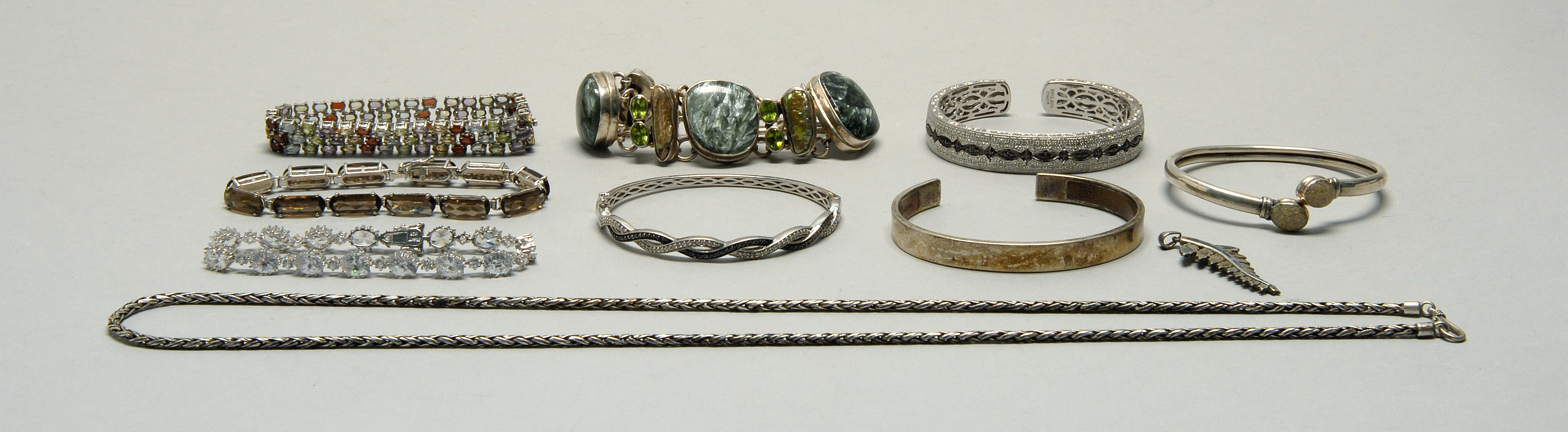 Appraisal: TEN ASSORTED PIECES OF STERLING SILVER JEWELRY By various makers