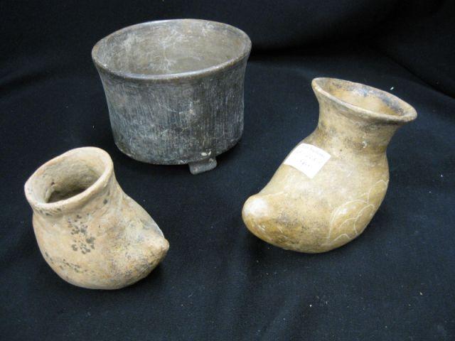 Appraisal: pcs Pre- Columbian Potttery two figural bird form vessels and