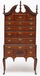 Appraisal: Gerald Crawford Mahogany Dollhouse Boston Highboy Miniature in one piece