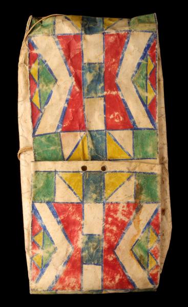 Appraisal: A CROW WOMAN'S PAINTED PARFLECHE ENVELOPE C The underrecognized parfleche