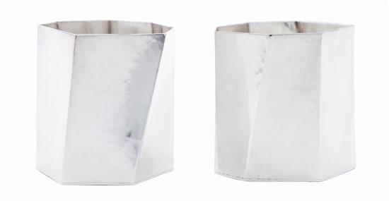 Appraisal: Sale Lot A Pair of Danish Modernist Silver Cups Rey