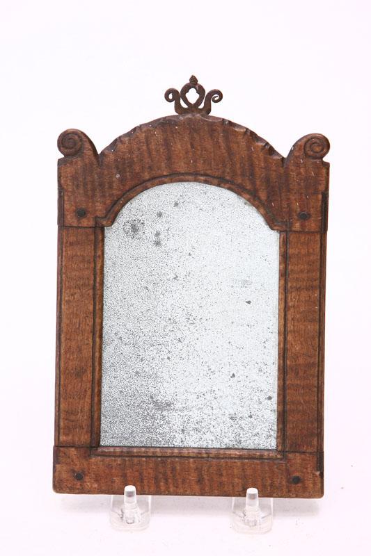 Appraisal: FINE MINIATURE MIRROR Probably New England late th century curly