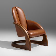 Appraisal: Wendell Castle CRESCENT CHAIR USA walnut leather h w d