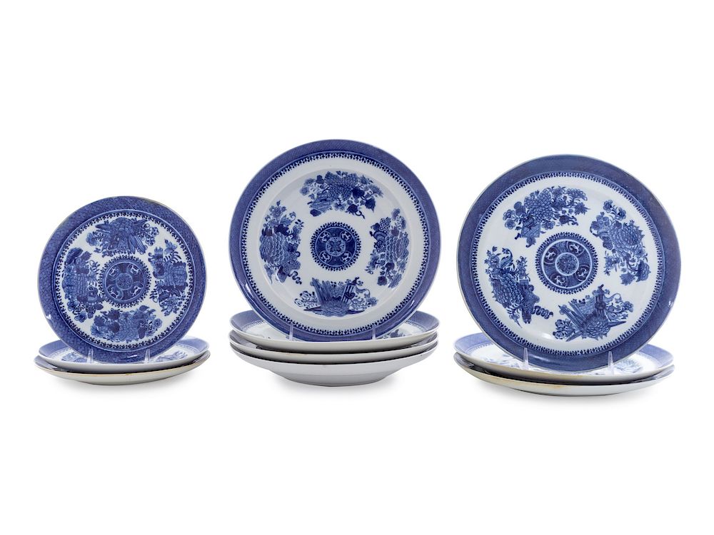 Appraisal: A Collection of Chinese Export Blue Fitzhugh Porcelain Articles Diameter