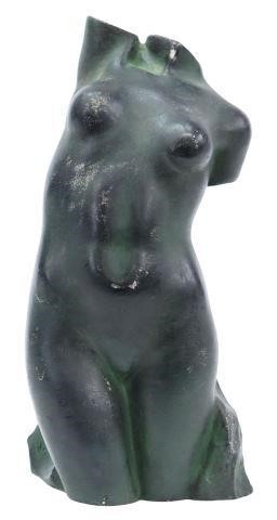 Appraisal: Modernist cast plaster sculpture in a verdigris patina Female Torso