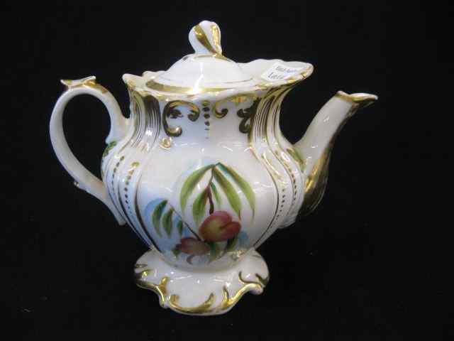 Appraisal: Old Paris Porcelain Teapot fruit gold decor individual size ''