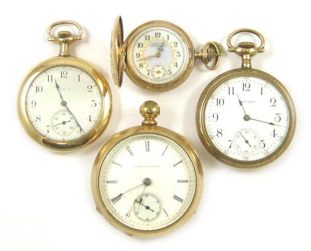 Appraisal: FOUR AMERICAN POCKET WATCHES Waltham model size jewels grade hunter