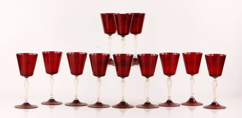 Appraisal: - th C Set of Venetian Glass Goblets th century