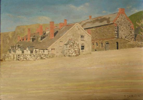 Appraisal: George Charlton English landscape scene with two rows of cottages