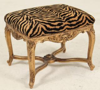 Appraisal: FRENCH LOUIS XV STYLE CARVED GILTWOOD TABOURET HAVING FINIAL ENRICHED