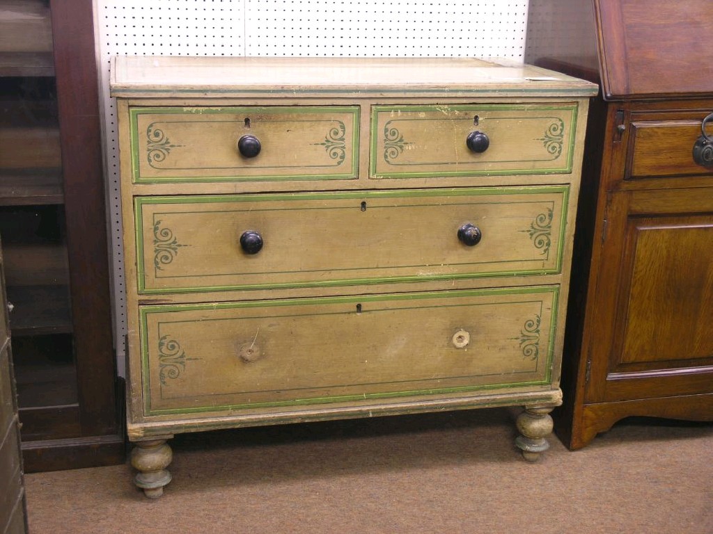 Appraisal: A Victorian painted pine bedroom chest two short and two