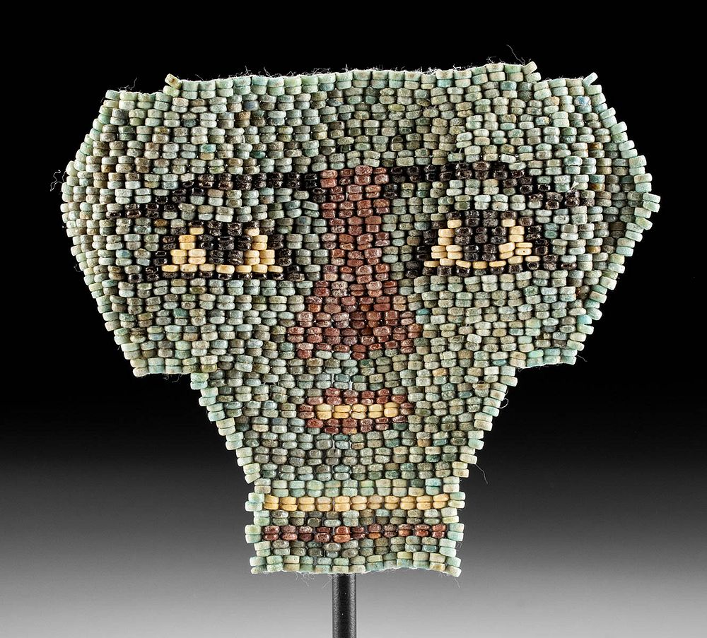 Appraisal: Egyptian Glazed Faience Bead Mask Ancient Egypt Late Dynastic Period