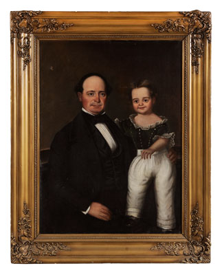 Appraisal: American School mid th century Double Portrait of a Father