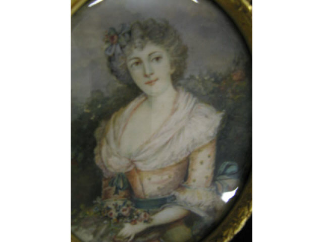 Appraisal: th Century Miniature Portrait of a Lady in Fren ribbon