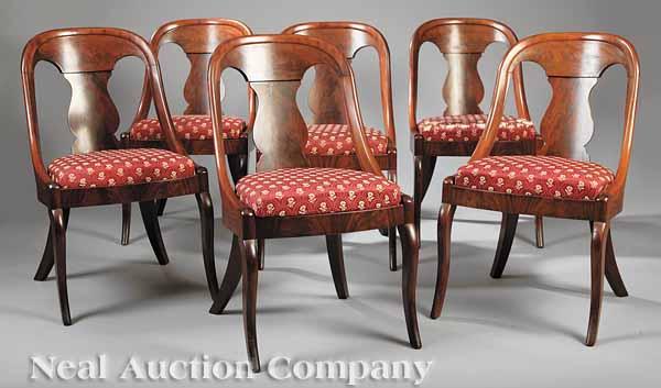 Appraisal: A Set of Ten American Late Classical Carved Mahogany Chaises