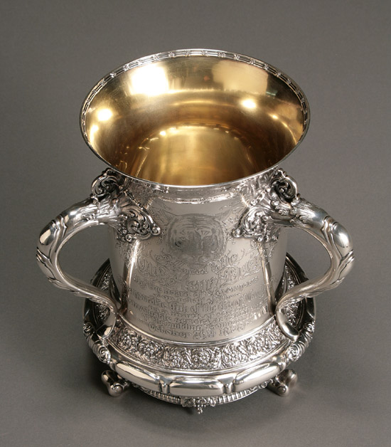 Appraisal: Tiffany Co Parcel Gilt Sterling Three-Handled Presentation Loving Cup New