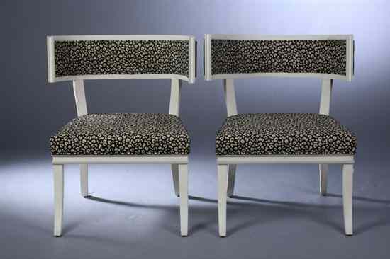 Appraisal: PAIR GUSTAVIAN STYLE WHITE-PAINTED KLISMOS CHAIRS Hoop padded back above