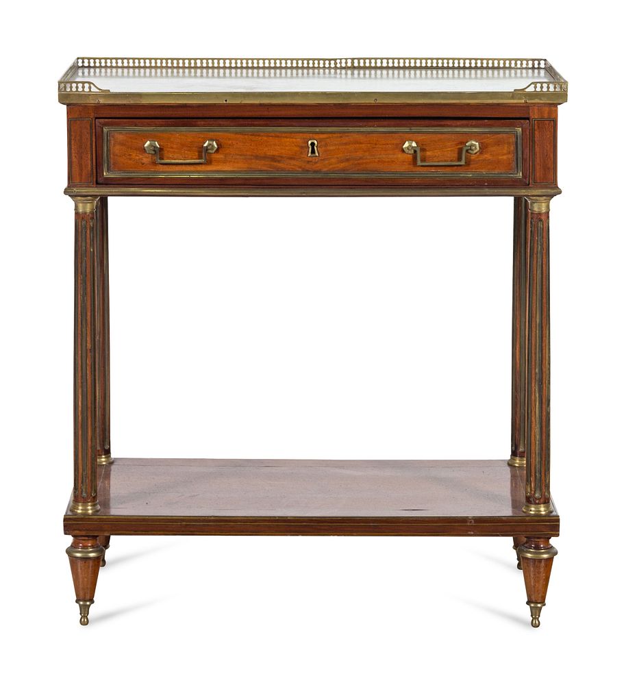 Appraisal: A Louis XVI Style Mahogany Marble-Top Console Desserte A Louis