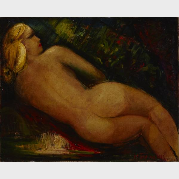 Appraisal: Janis Ferdinands Tidemanis - RECLINING NUDE WITH BLONDE HAIR Latvian