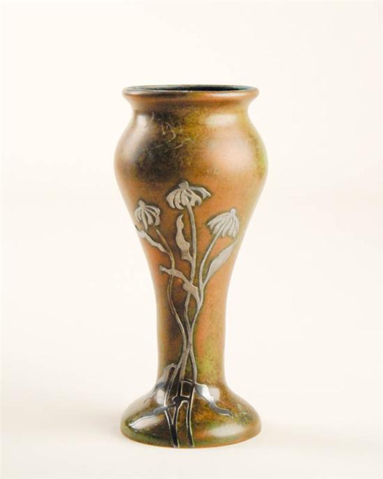 Appraisal: Heintz Arts and Crafts Sterling Silver Overlay on Bronze Vase