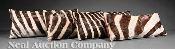 Appraisal: A Set of Four Decorative South African Zebra Skin and