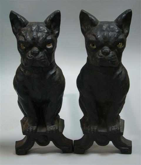 Appraisal: PAIR OF CAT FORMED CAST IRON ANDIRONS Modeled as cats