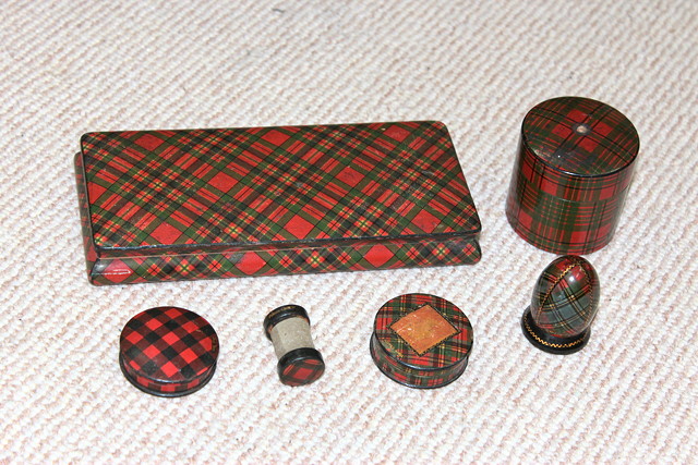 Appraisal: A GROUP OF LATE TH CENTURY TARTAN WARE ITEMS consisting