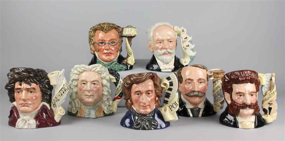 Appraisal: ROYAL DOULTON MUSIC COMPOSERS CHARACTER JUGS modeled by Stanley James