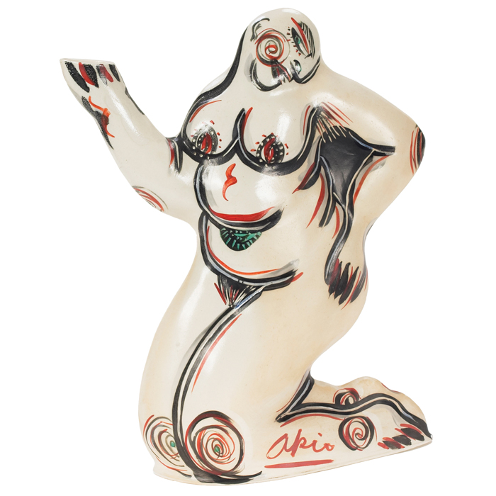 Appraisal: Akio Takamori ceramic vessel sculpture female nude outstretched arm features