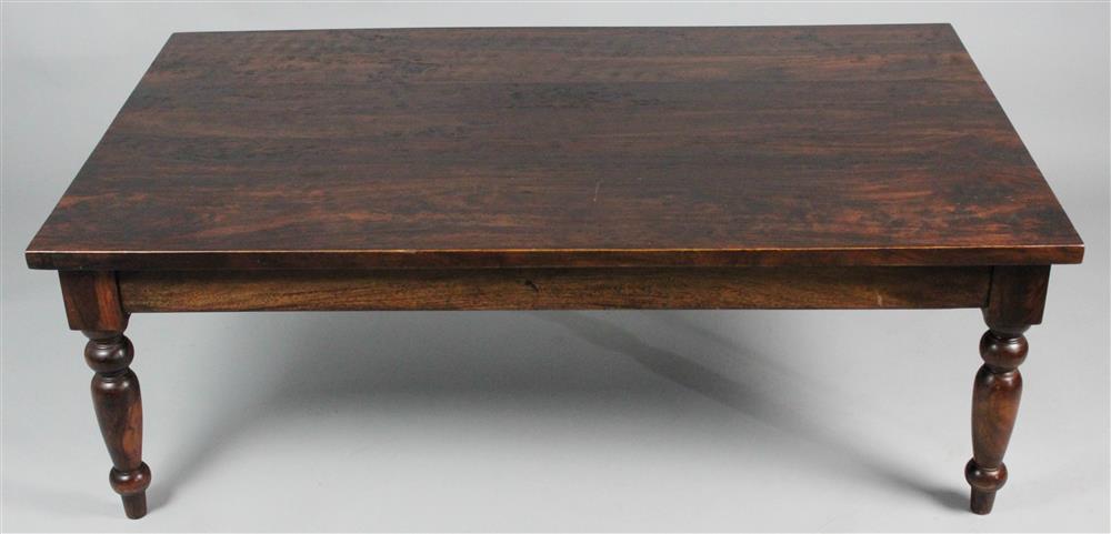 Appraisal: CRATE BARREL DARK STAINED WOOD COFFEE TABLE the rectangular top