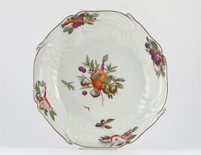 Appraisal: A Chelsea moulded dish painted with clusters of fruit and