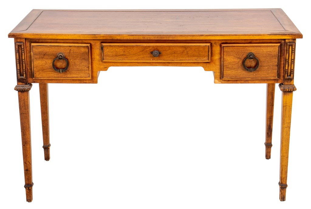 Appraisal: DIRECTOIRE STYLE CHERRY DESK WRITING TABLE French Directoire style cherry