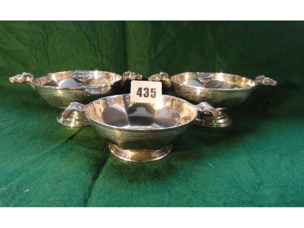 Appraisal: A pair of open silver bowls on pedestal feet with